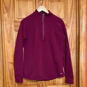 REI half-zip fleece pullover in Burgandy